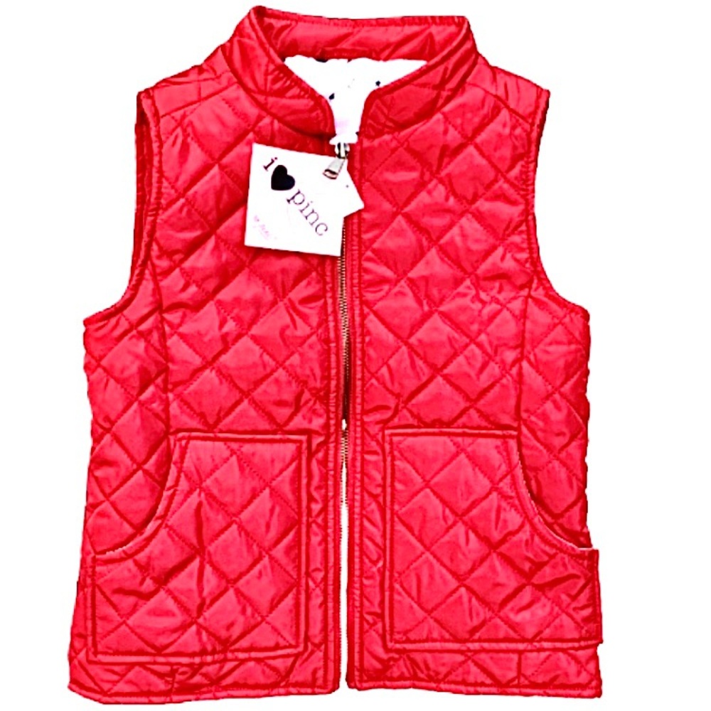 Girls I Love Pinc Quilted Red Vest - NWT